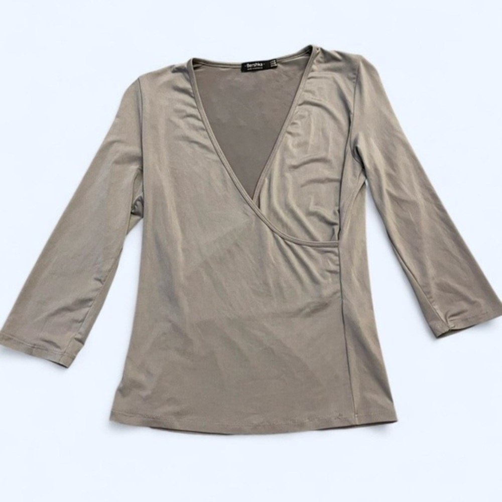 Bershka Long—Sleeved Wrap Top